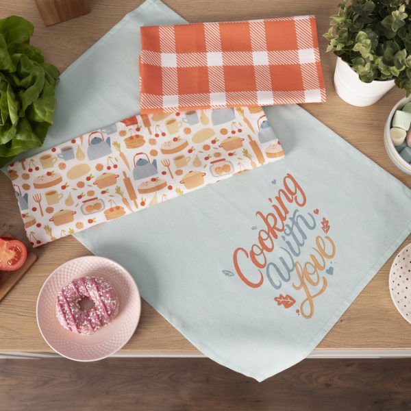 ścierki kuchenne -zestaw 3 szt Cooking with Love Kolorowe