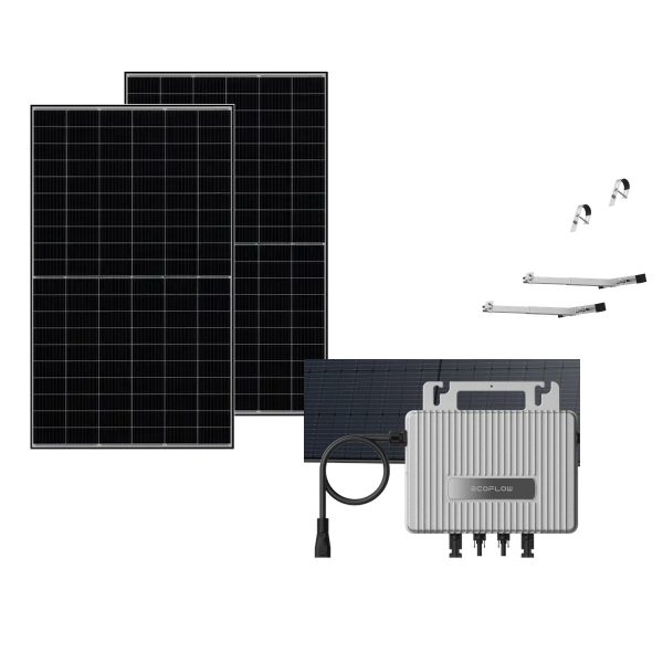 Zestaw Balkonowy Fotowoltaika 2x JA Solar 460W + Mikroinwerter EcoFlow + Uchwyty + Kable