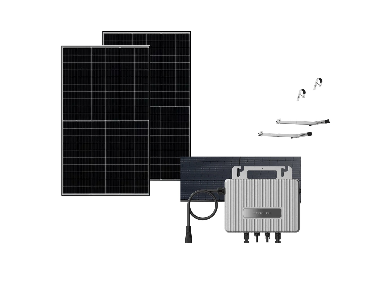 Zestaw Balkonowy Fotowoltaika 2x JA Solar 460W + Mikroinwerter EcoFlow + Uchwyty + Kable