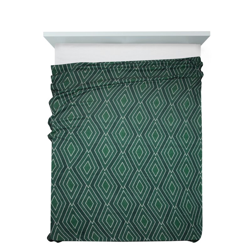 Koc 150x200 cm miękki zieleń z beżem geometryczny - obrazek 5